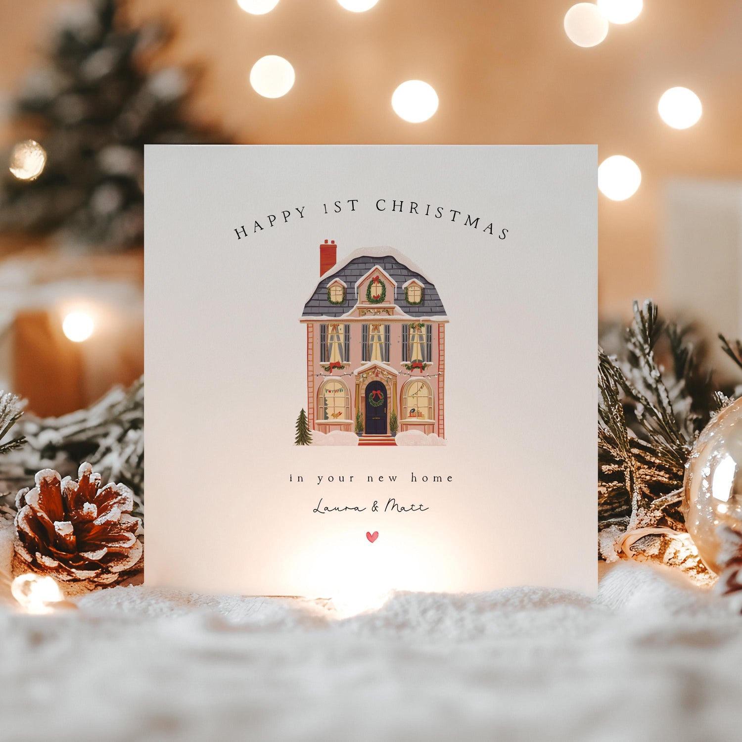 First Christmas In Your New Home Card-Personalised 1st Xmas-Christmas House-Handmade Christmas Card For Friends, Family-Congratulations Card