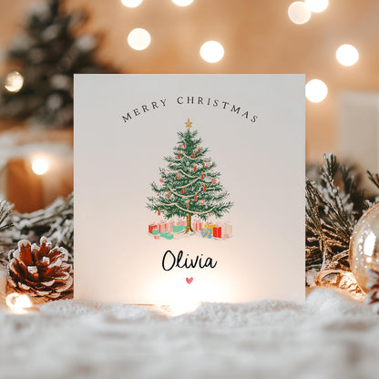 Personalised Christmas Card-Christmas Card For Couple, Family, Friends, Teacher-Tree Present Design-Christmas Gift For Family and Friends
