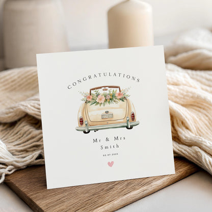 Personalised Wedding Card, Boho Wedding Car, Anniversary Card, Newlyweds, Engagement Card, Wedding Gift, Handmade Gift