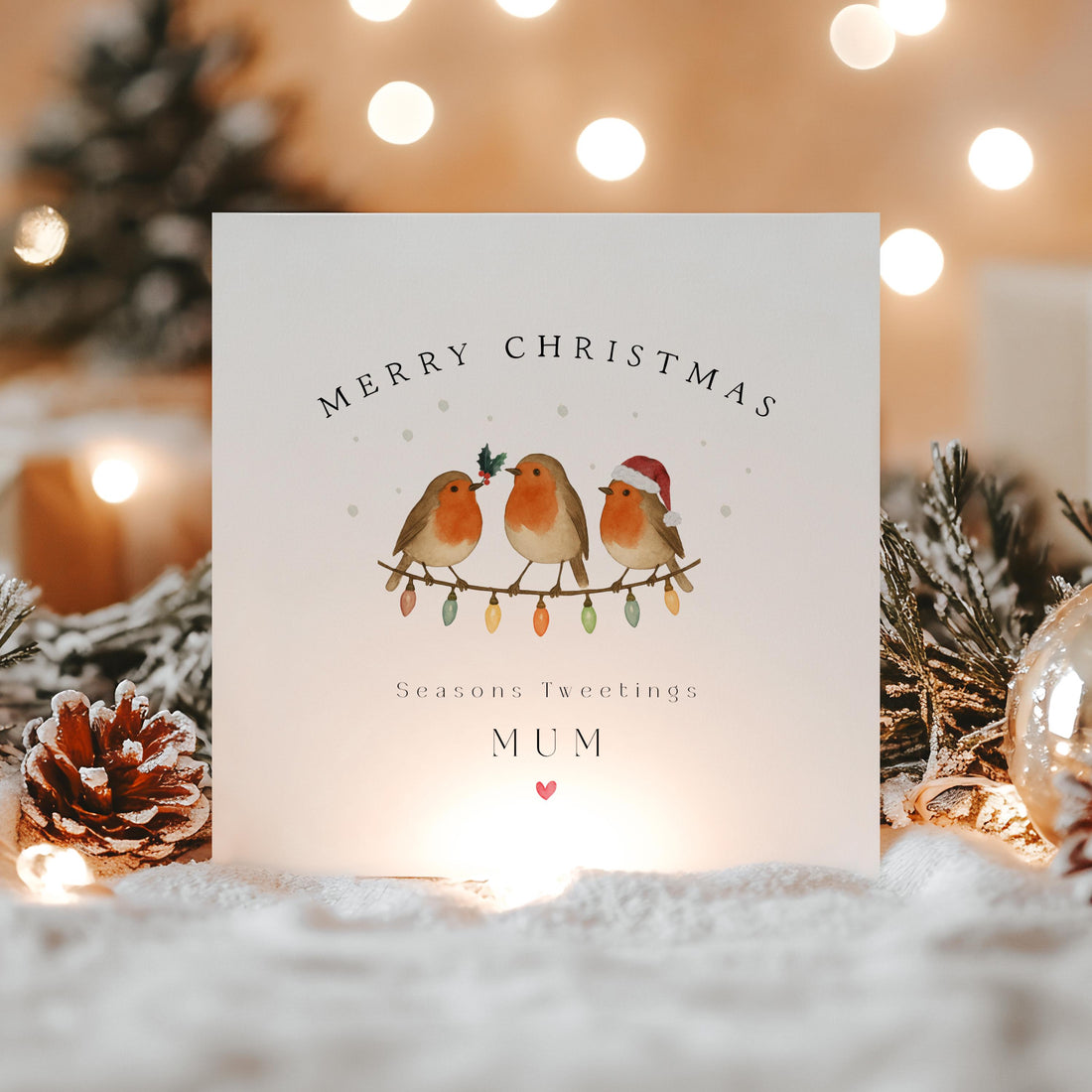 Christmas Card For Family Personalised, Special Couple Christmas Card, Special Friends ,Mum and Dad, Grandparents Christmas Card, Robin