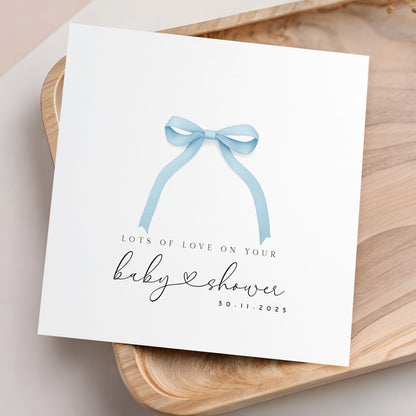 Personalised Baby shower Card, Baby Shower Gift, New Mum To Be, Baby Boy Card, Baby Shower Card, Handmade Gift, Blue Ribbon
