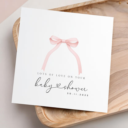 Personalised Baby shower Card, Baby Shower Gift, New Mum To Be, Baby Girl Card, Baby Sprinkle Card, Handmade Gift, Pink Ribbon