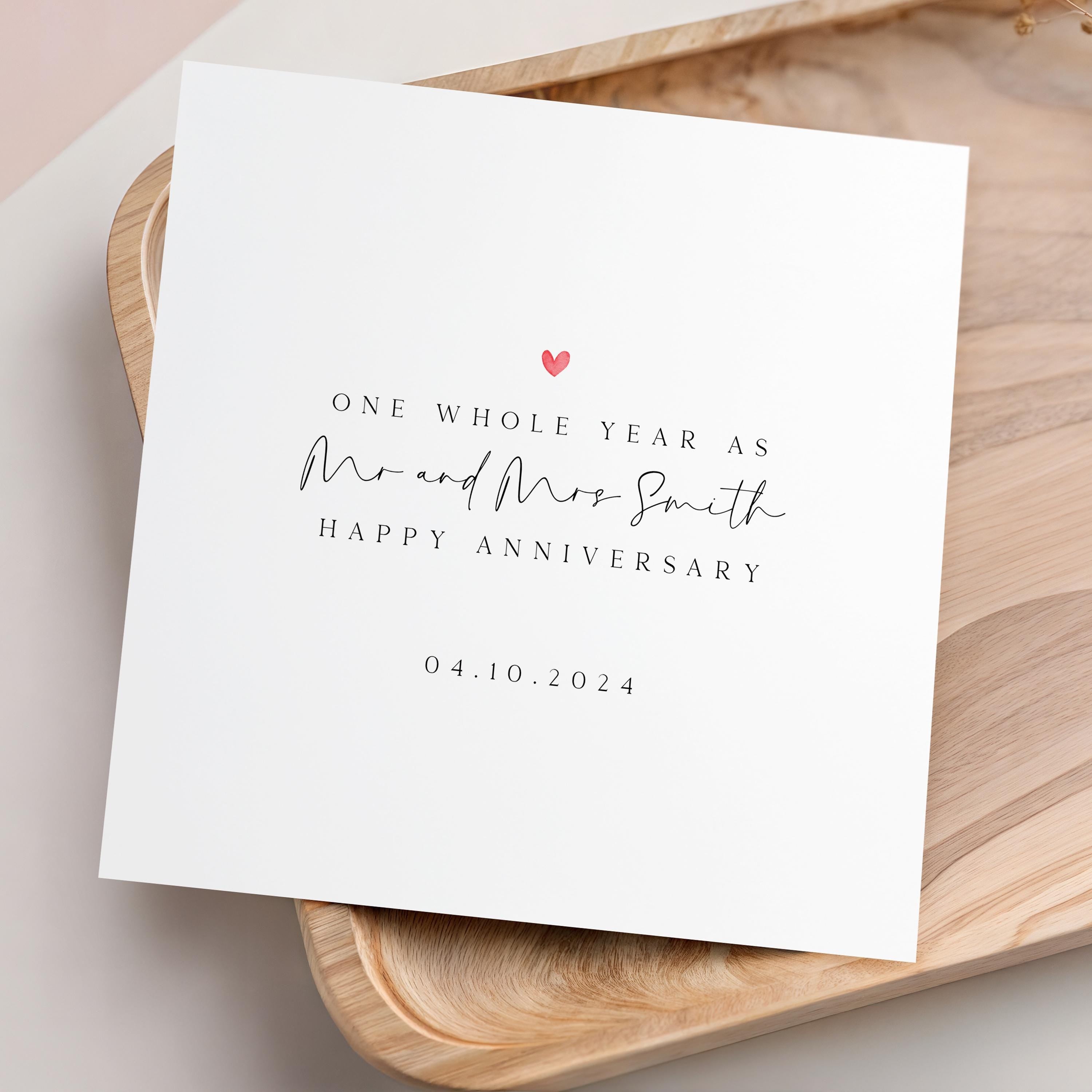 Personalised First Year Anniversary Card -One Whole Year Anniversary Card-One Year Down-Paper Anniversary-Handmade Anniversary Gift