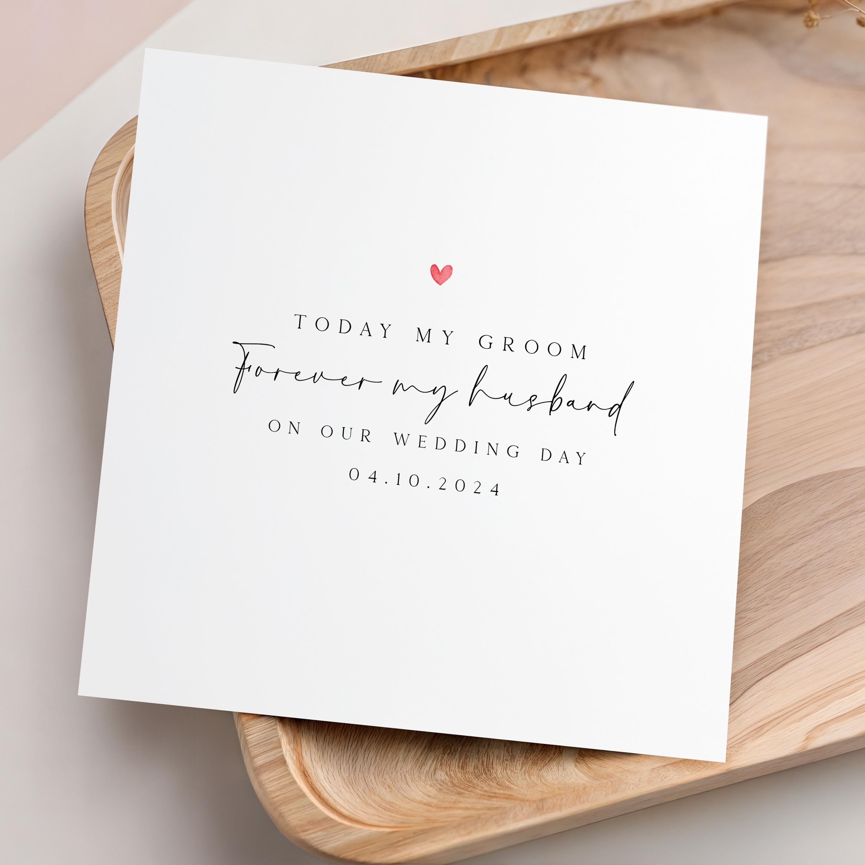 Personalised Wedding Day Card- Today My Groom Forever My Husband- On Our wedding Day Card- Card For Groom- Handmade Wedding Day Gift