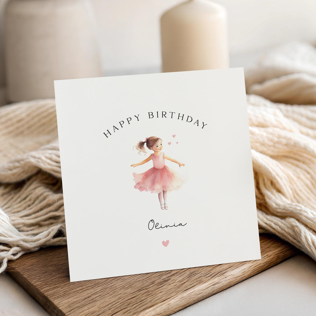 Personalised Girls Ballet Dancer Birthday Card, Brown Hair, Birthday Card For Daughter, Niece, Granddaughter, Sister-For Her, Handmade Gift