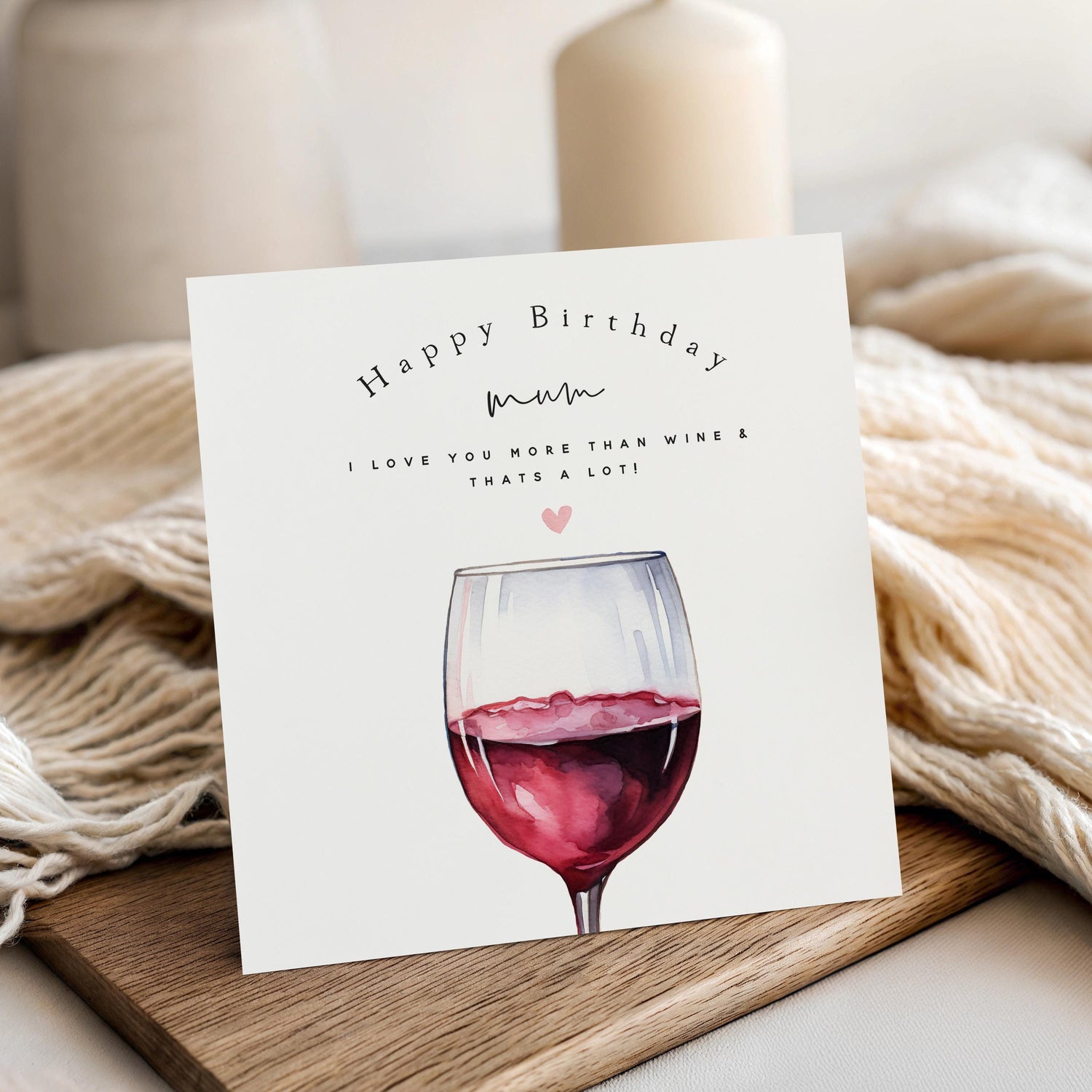 Personalised Birthday Card For Mum, I Love You More Than Wine, Handmade Birthday Gift, Birthday Card For Mom, Mum Card, Funny Card