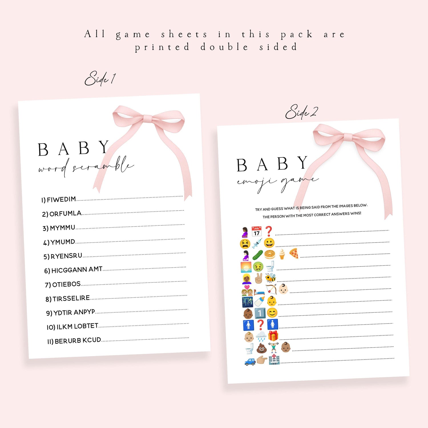 Pink Coquette Bow Theme 6 Game Pack (Double Sided)