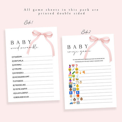 Pink Coquette Bow Theme 6 Game Pack (Double Sided)