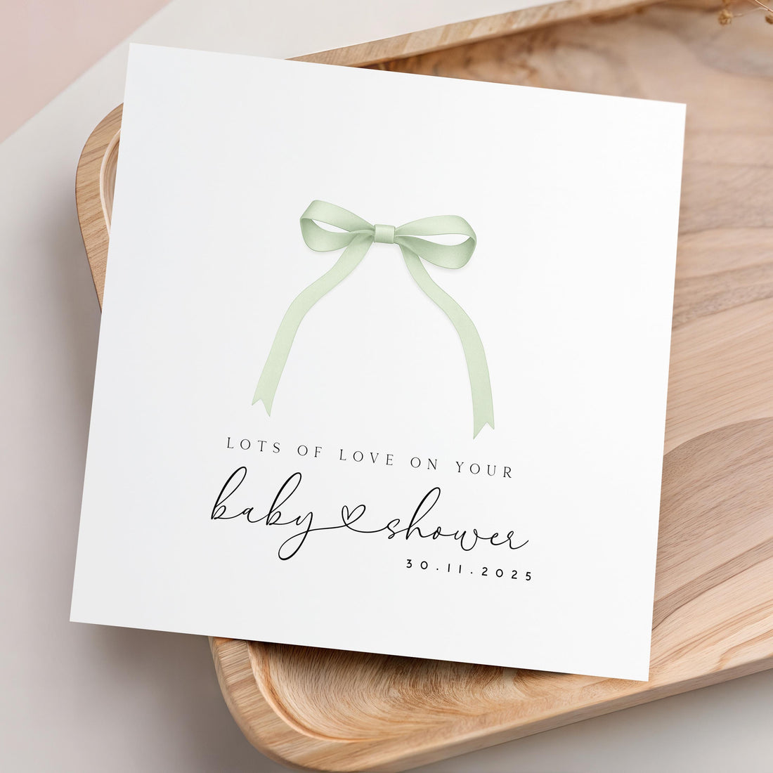 Personalised Baby shower Card, Baby Shower Gift, New Mum To Be, Gender Neutral Baby Sprinkle, Handmade, Sage Ribbon
