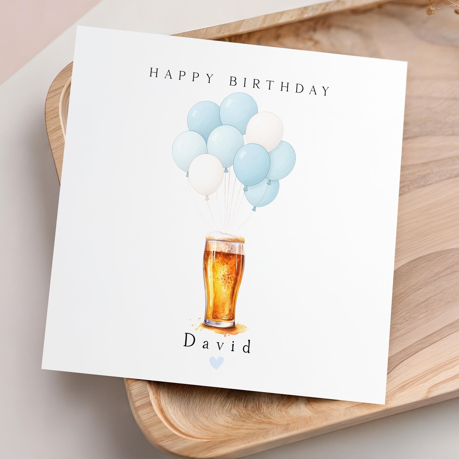 Personalised Birthday Card, Birthday For Son, Boyfriend, Dad, Birthday Gift For Him, Pint Of Beer &amp; Balloons- Kraft Envelope