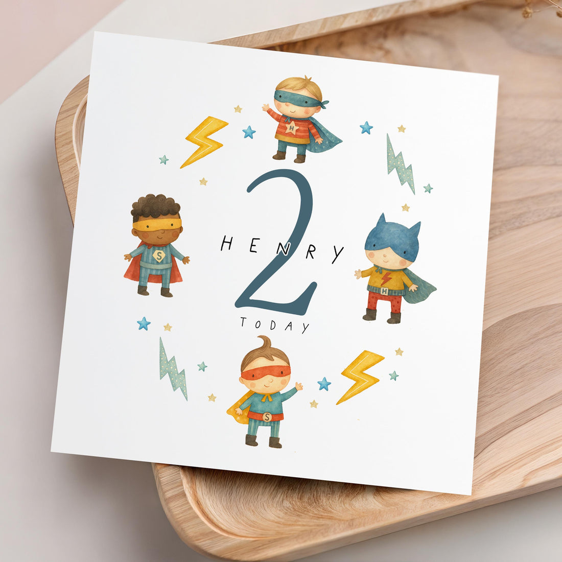 Personalised Superhero Birthday Card, Children&