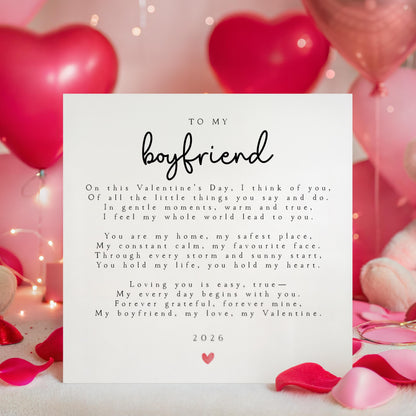 Boyfriend Valentines Day Card, Valentines Poem Card, Valentines Gift, Card For Boyfriend, Valentines Card For Him, Valentines Day