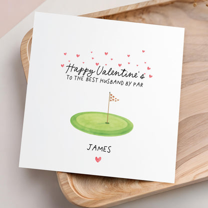 Personalised Valentines Day Card, Golfing Theme "Best Husband By Par!" Funny Card