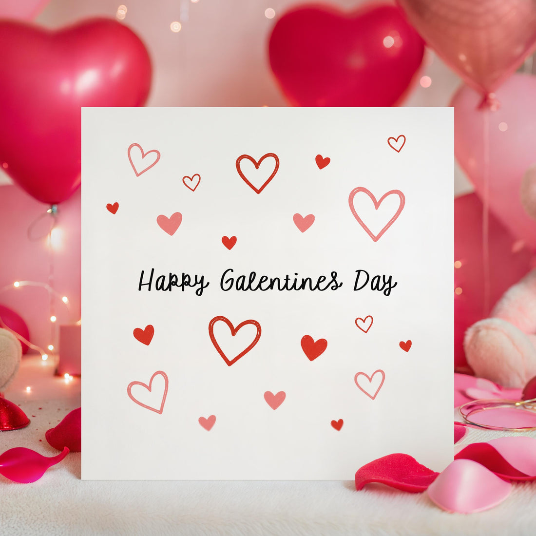 Galentines Day Card Lots Of Doodle Hearts