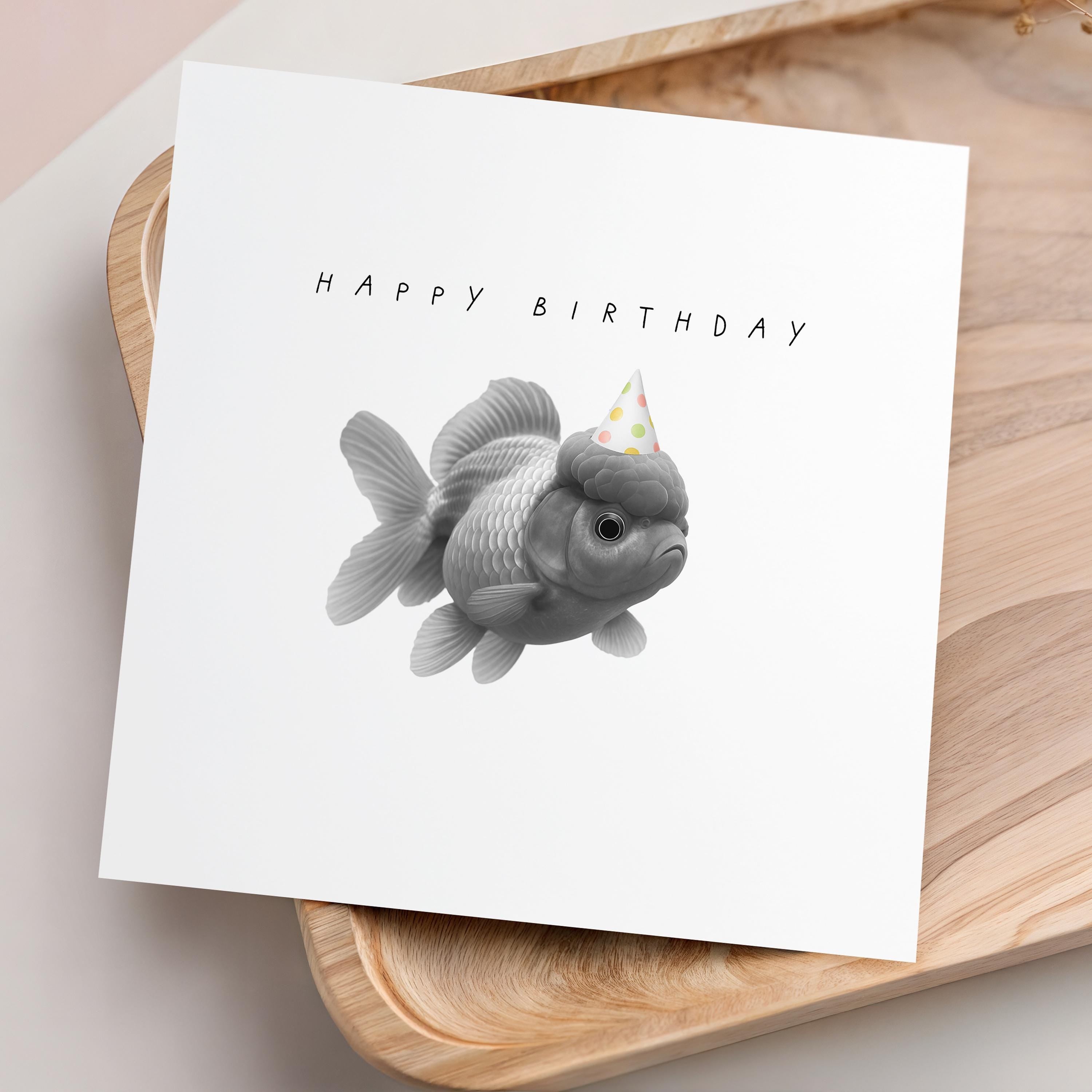 Personalised Birthday Card, Oranda Goldfish Birthday Card, Birthday Card For Wife, Sister, Daughter, Auntie, Handmade Card