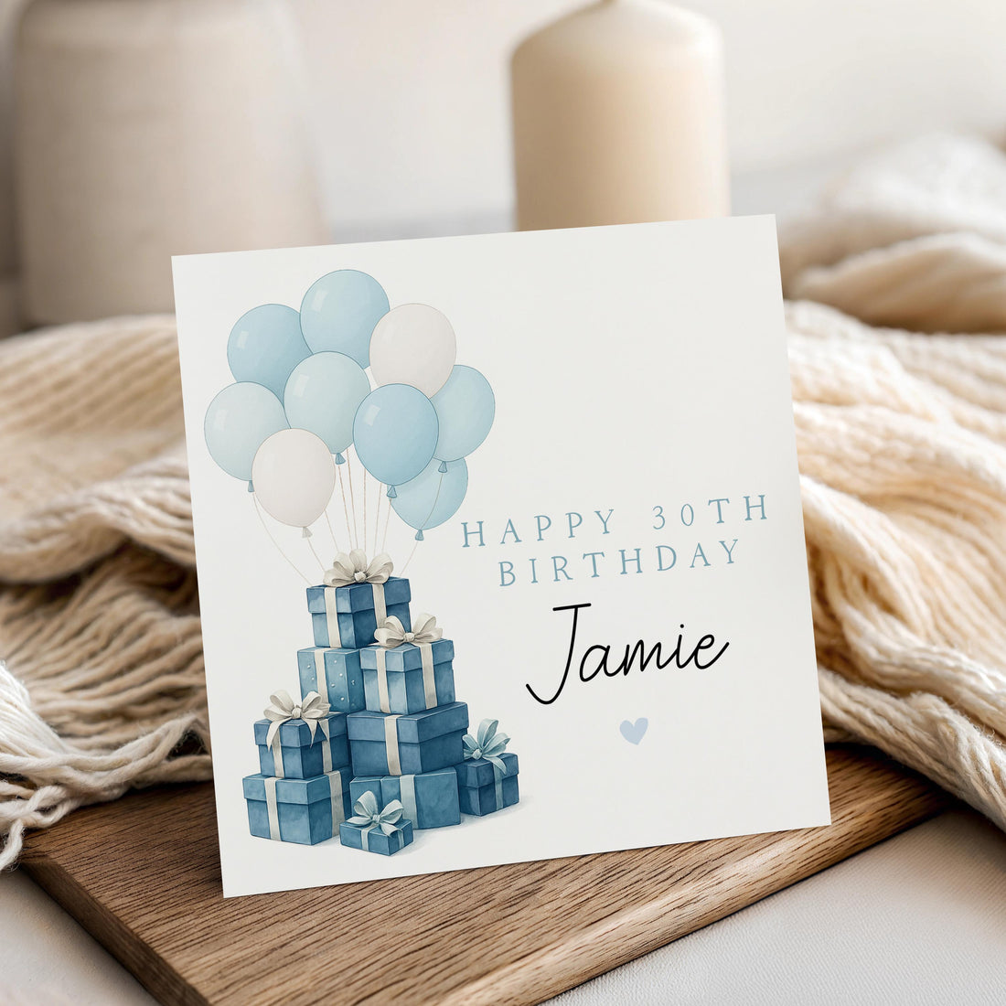 Blue Presents & Balloons Card Any Age