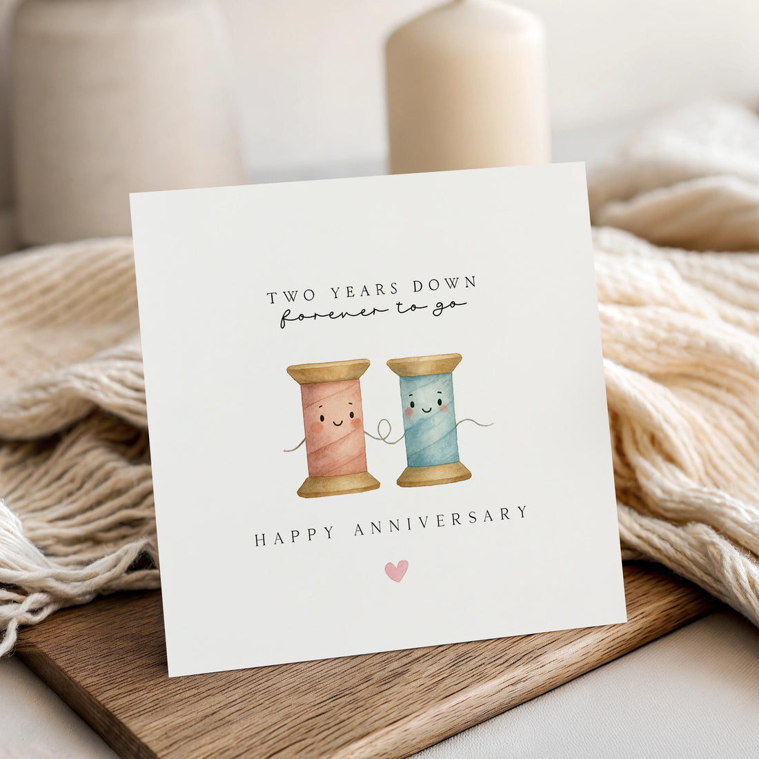Second Year Anniversary Card -One Year Anniversary Card - Cotton Anniversary-Two Year Anniversary Gift- 2 Year Card