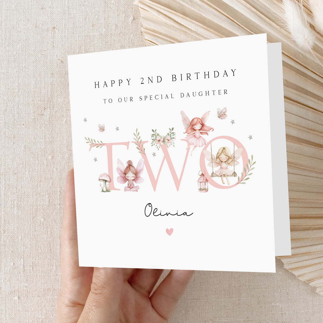 Personalised Fairy 2nd Birthday Card, Second Birthday Card, Fairy 2nd Birthday, Girl&