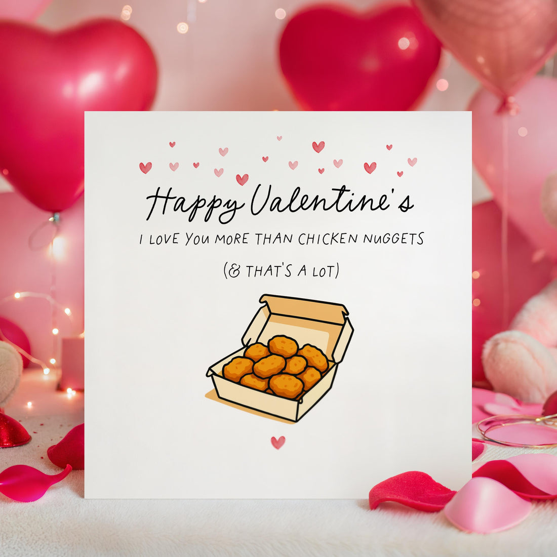 Valentines Card For Him, Valentines Day Gift For Him/Her, Card For Boyfriend, Valentine Card Wife, I love You More Than Chicken Nuggets