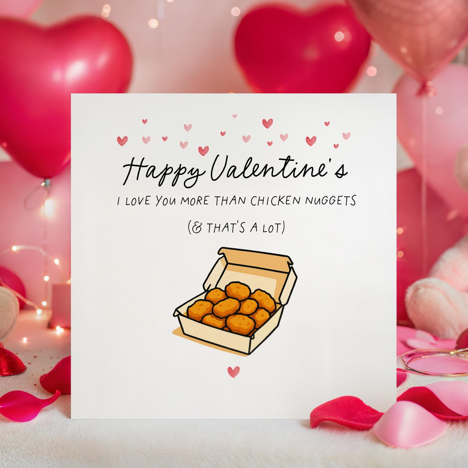 Valentines Card For Him, Valentines Day Gift For Him/Her, Card For Boyfriend, Valentine Card Wife, I love You More Than Chicken Nuggets