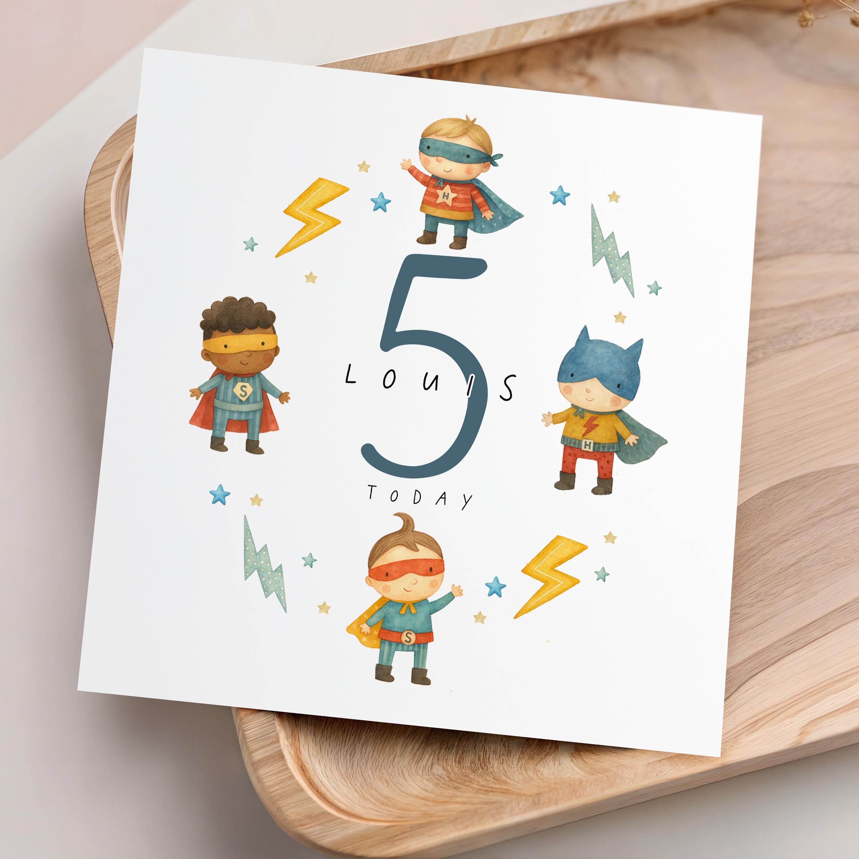 Personalised Superhero Birthday Card, Children&
