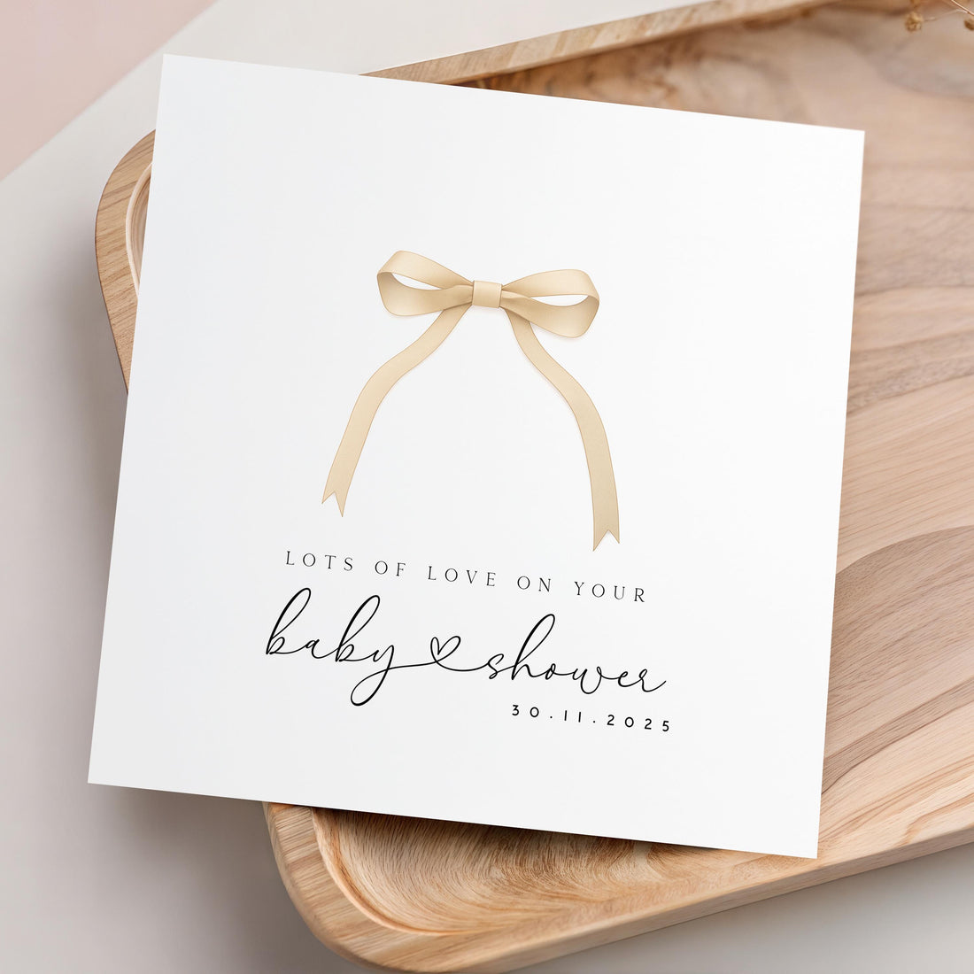 Personalised Baby shower Card, Baby Shower Gift, New Mum To Be, Baby Girl/Boy Card, Baby Sprinkle Card, Handmade Gift, Beige Ribbon Bow