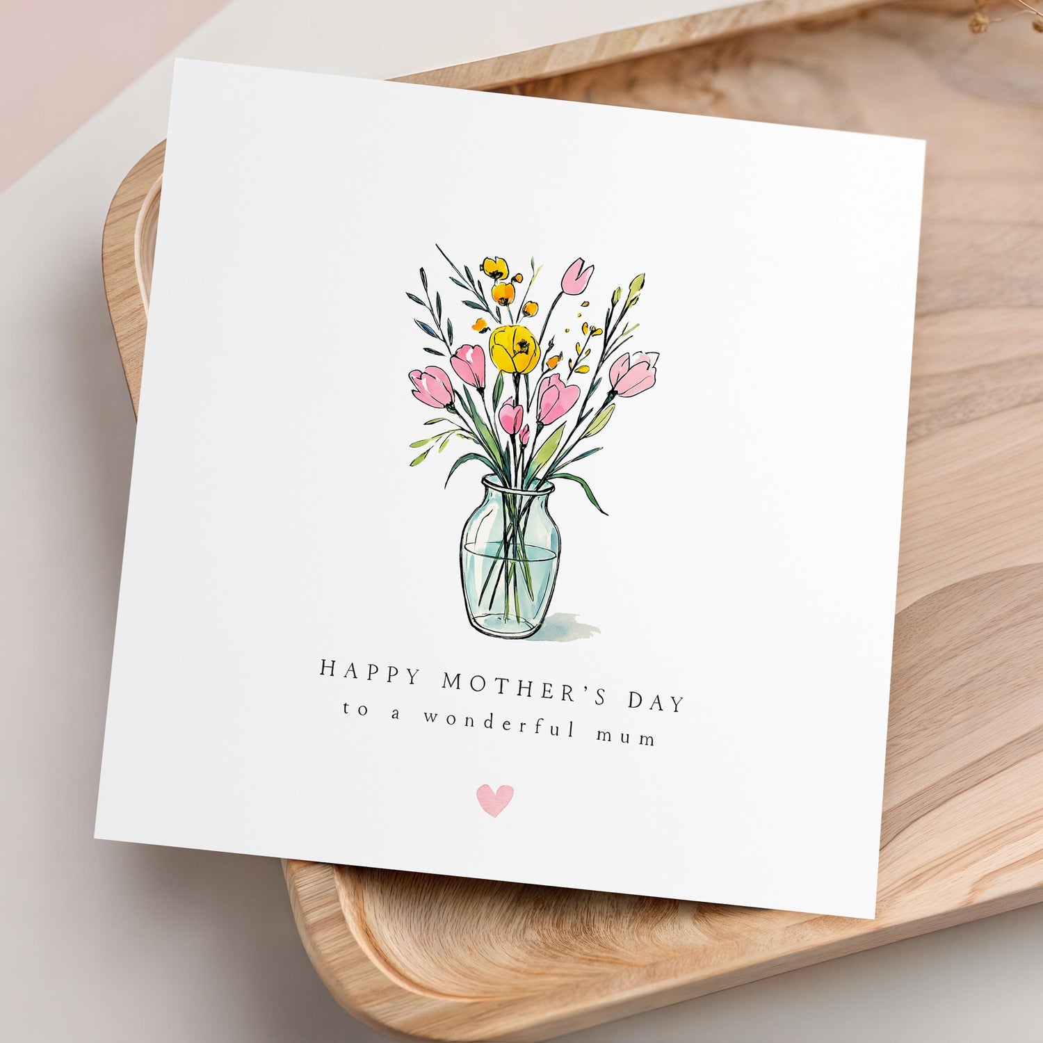 Mothers Day Card, Flowers Card, Happy Mother&