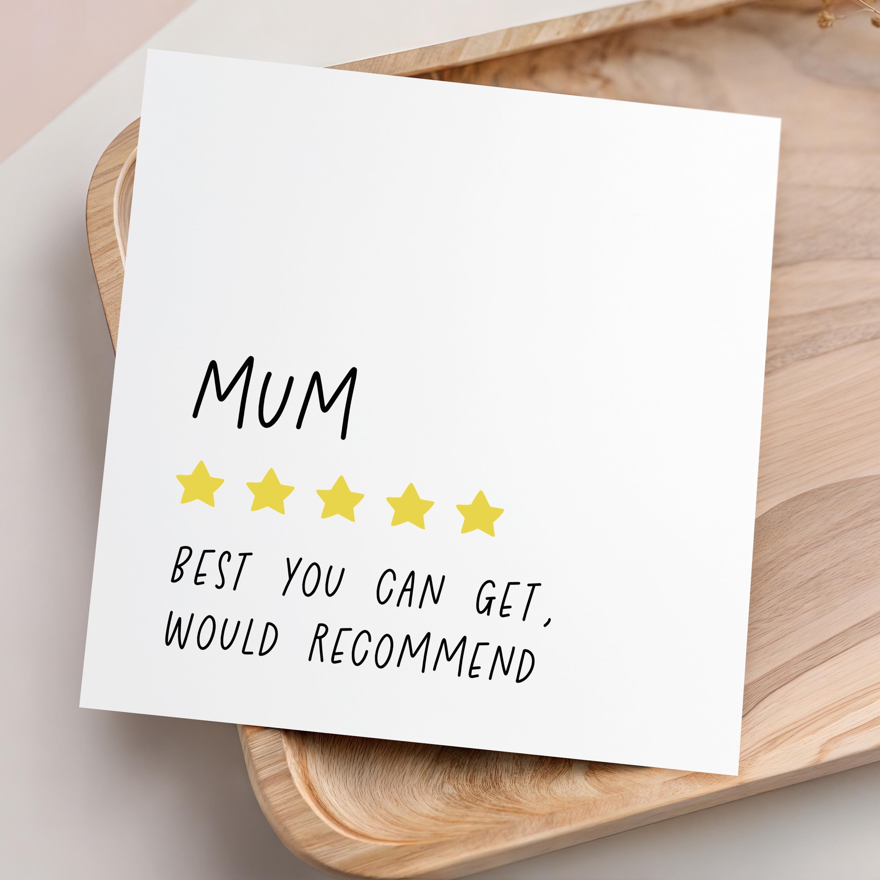 Mothers Day Card, 5 Stars, Funny Mothers Day Card, Happy Mother&