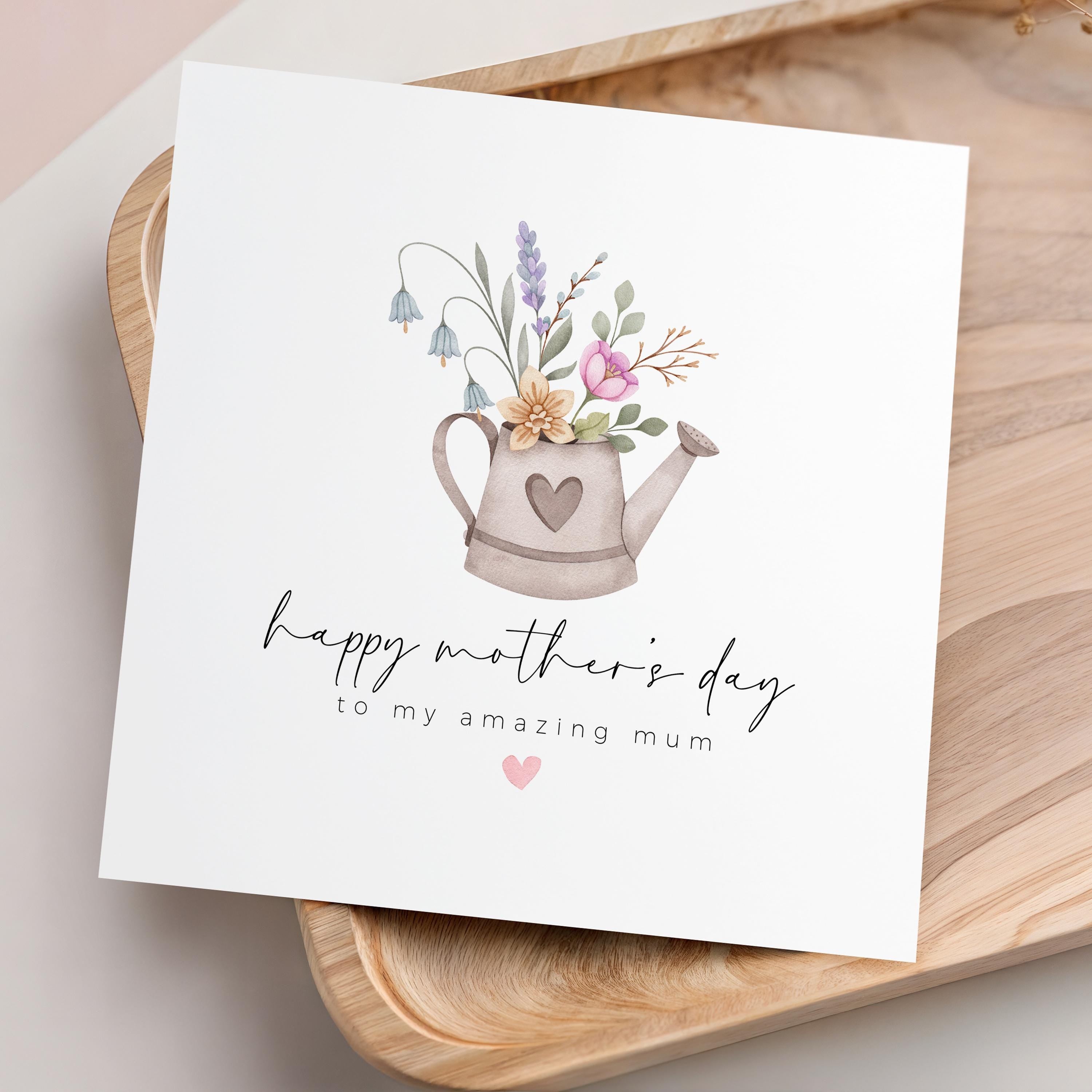Mothers Day Card, Watering Can, Happy Mother&
