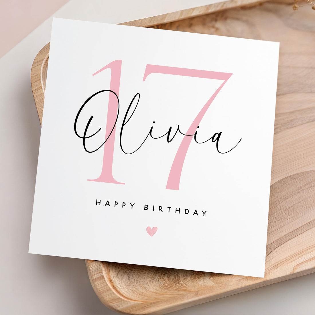 Personalised 17th Birthday Card, Special Milestone Birthday, Seventeen, Daughter, Granddaughter, Sister, Niece Birthday Card, Kraft Envelope