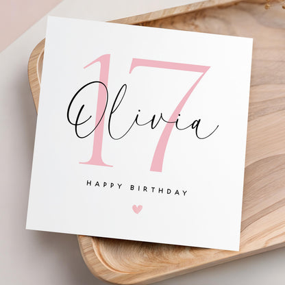 Personalised 17th Birthday Card, Special Milestone Birthday, Seventeen, Daughter, Granddaughter, Sister, Niece Birthday Card, Kraft Envelope