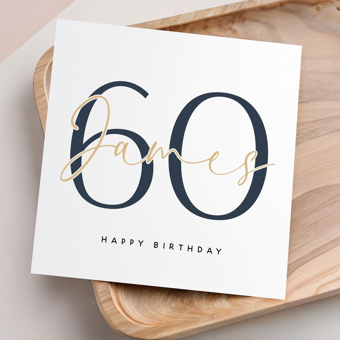 Personalised Any Age Birthday Card Script &amp; Navy Minimal