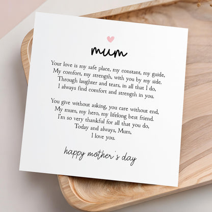 Mothers Day Poem Card, Mum Poem, Happy Mother&
