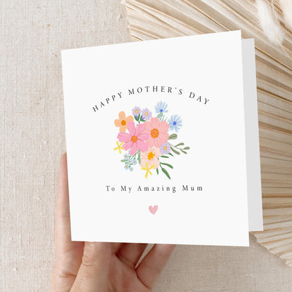 Mothers Day Card, Flowers Card, Happy Mother&