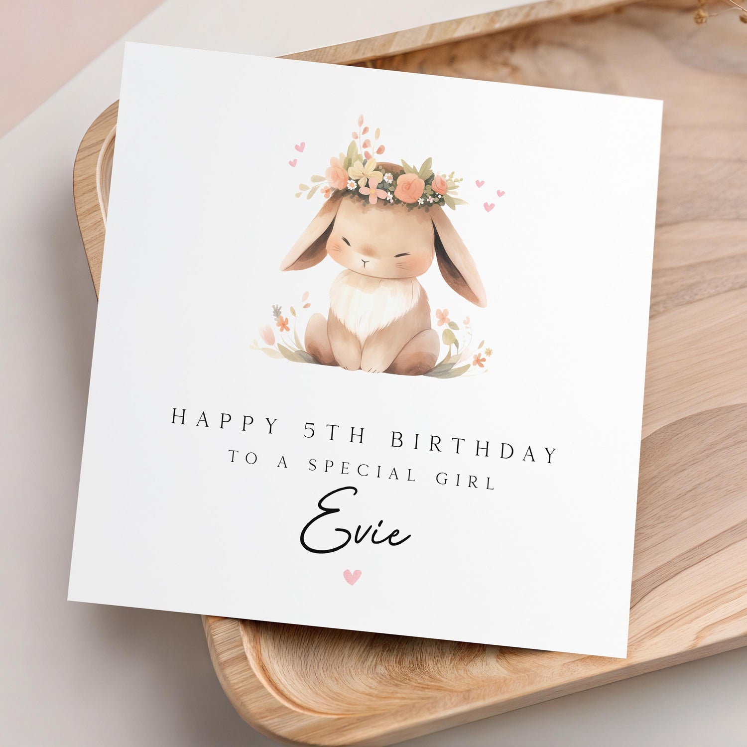 Personalised Girls Birthday Card, Bunny Rabbit Birthday Cards, Card For Daughter, Granddaughter, Niece, 1st,2nd,3rd,4th,5th Birthday-Any Age