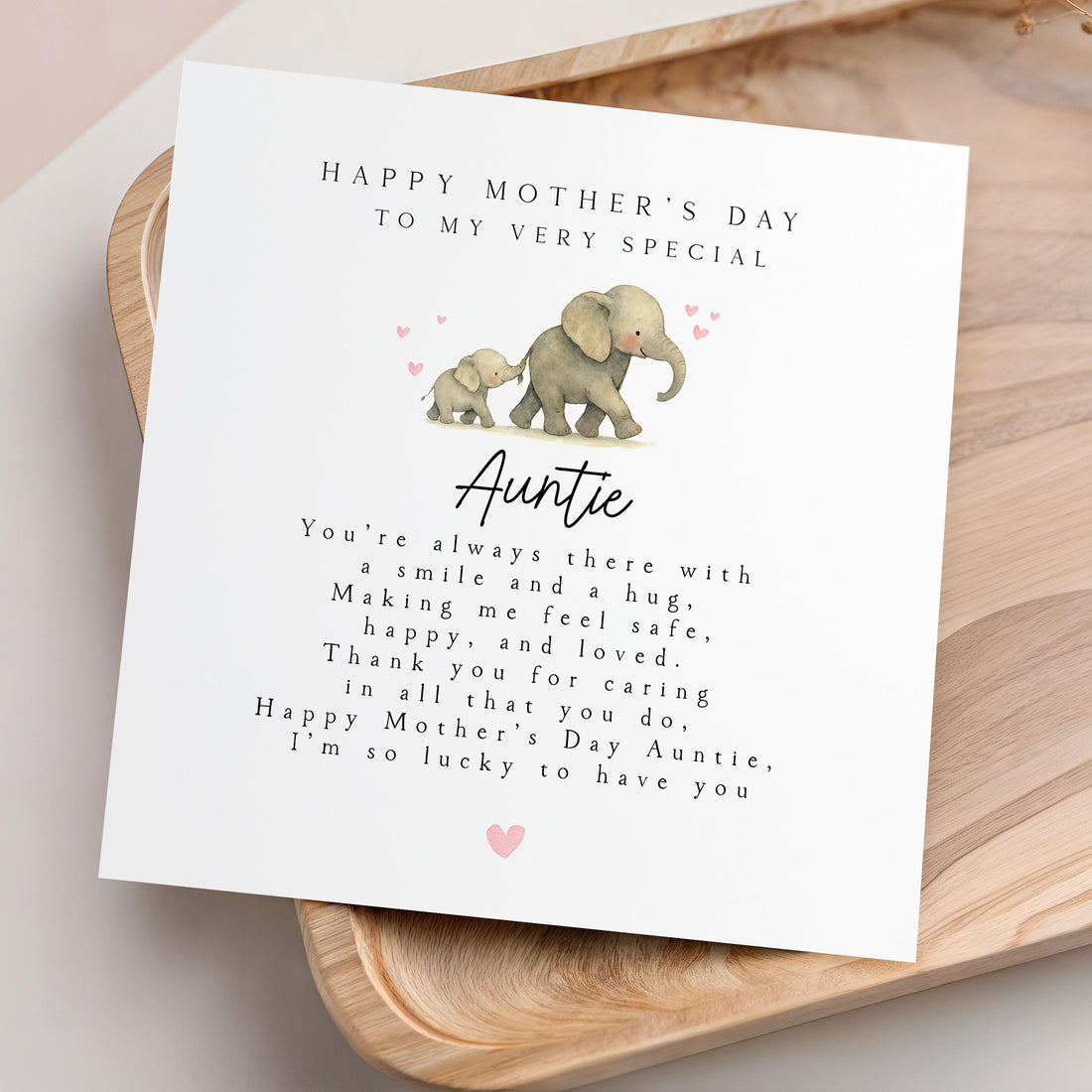 Elephant Mothers Day Poem Card For Auntie