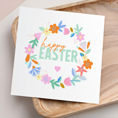 Happy Easter Card, Card For Grandparents, Kids Easter Card, Happy Easter Wreath, Easter Egg Card, Card For Son Card For Daughter,Easter Gift