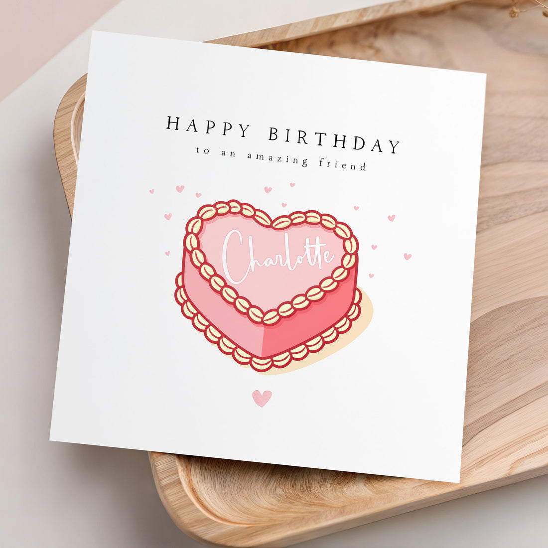 Birthday Card For Her, For Friend, Bestie, Birthday Card For Daughter, Niece, Granddaughter, Sister Pink Heart Cake, Girls Birthday Gift