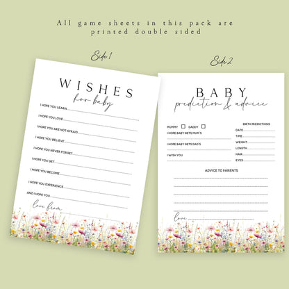 Baby Shower Games Bundle-6 Pack-Wild Flower Theme - New Mum To Be, Baby Girl