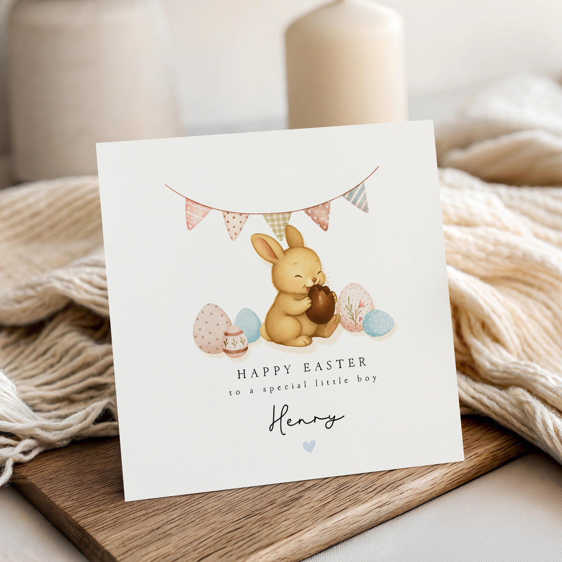 Easter Card Personalised Children- Kids Easter Card-Boys Girls Easter- For New Baby Family-Easter Gift-Easter Bunny Rabbits
