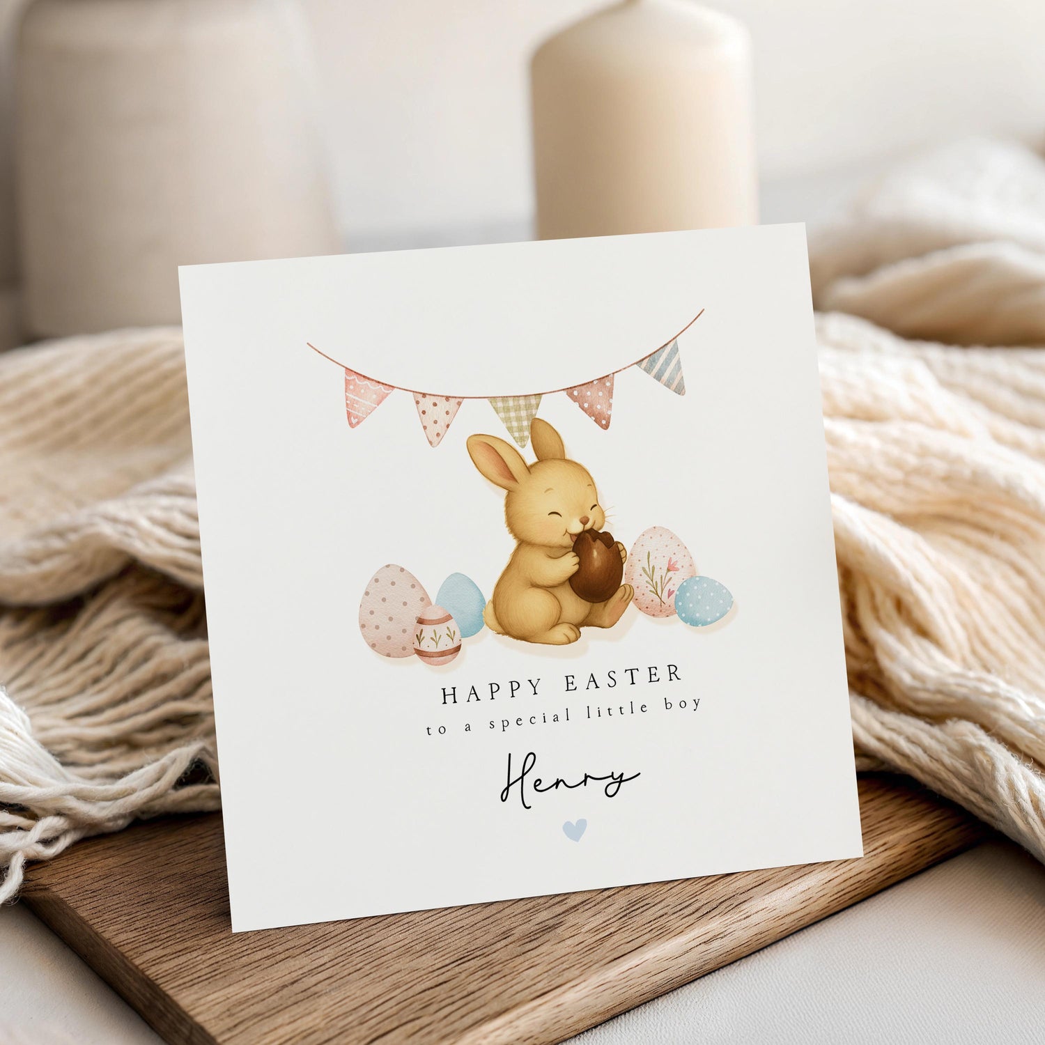 Easter Card Personalised Children- Kids Easter Card-Boys Girls Easter- For New Baby Family-Easter Gift-Easter Bunny Rabbits