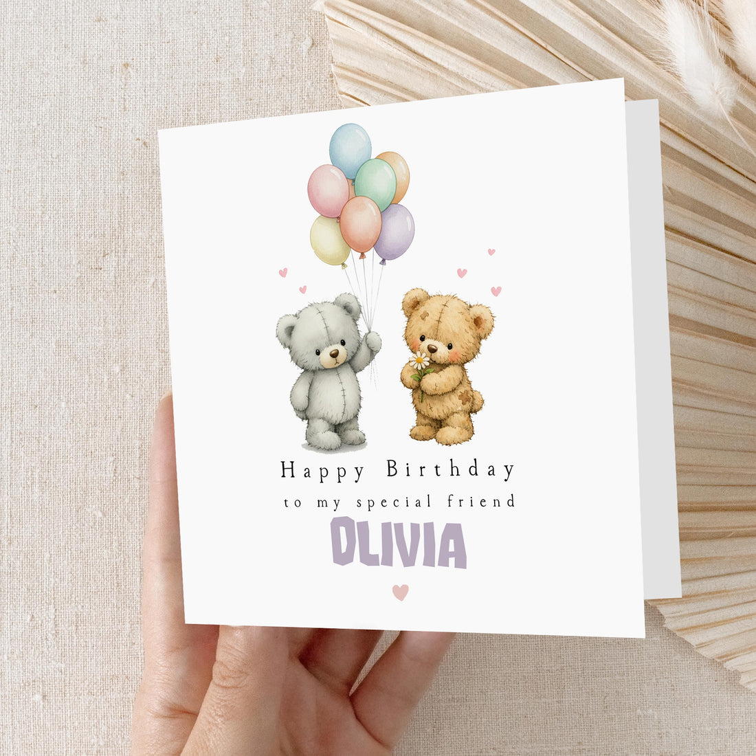 Best Friend Birthday Card, Special Friend, Personalised Bear Card, Bestie Birthday Card, Best Friend Gift, Happy Birthday
