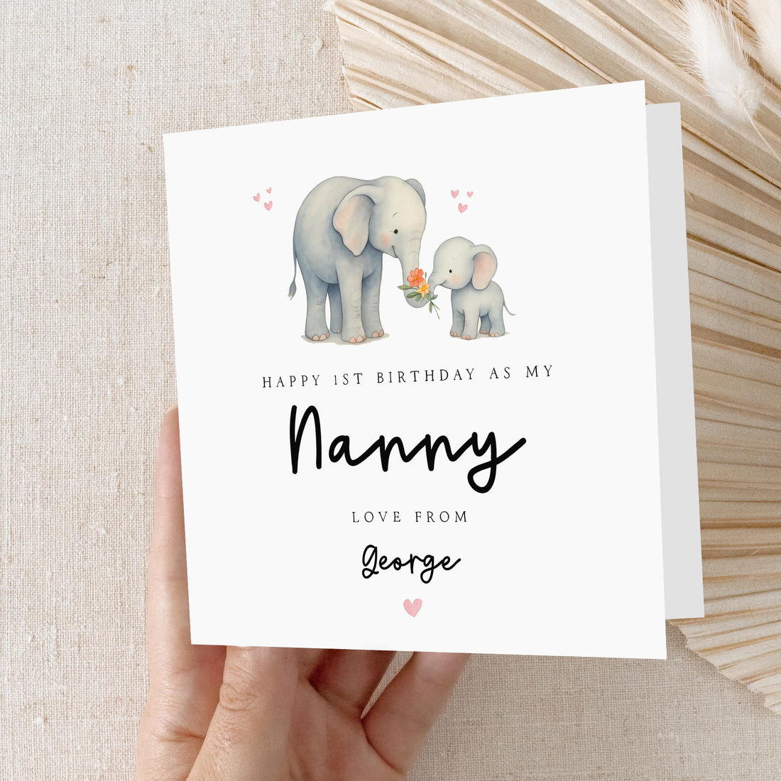 First Birthday As My Nanny Card, Birthday Card For Gran, First Birthday As Grandma, Birthday Card For Nan, New Granny, Cute Elephants