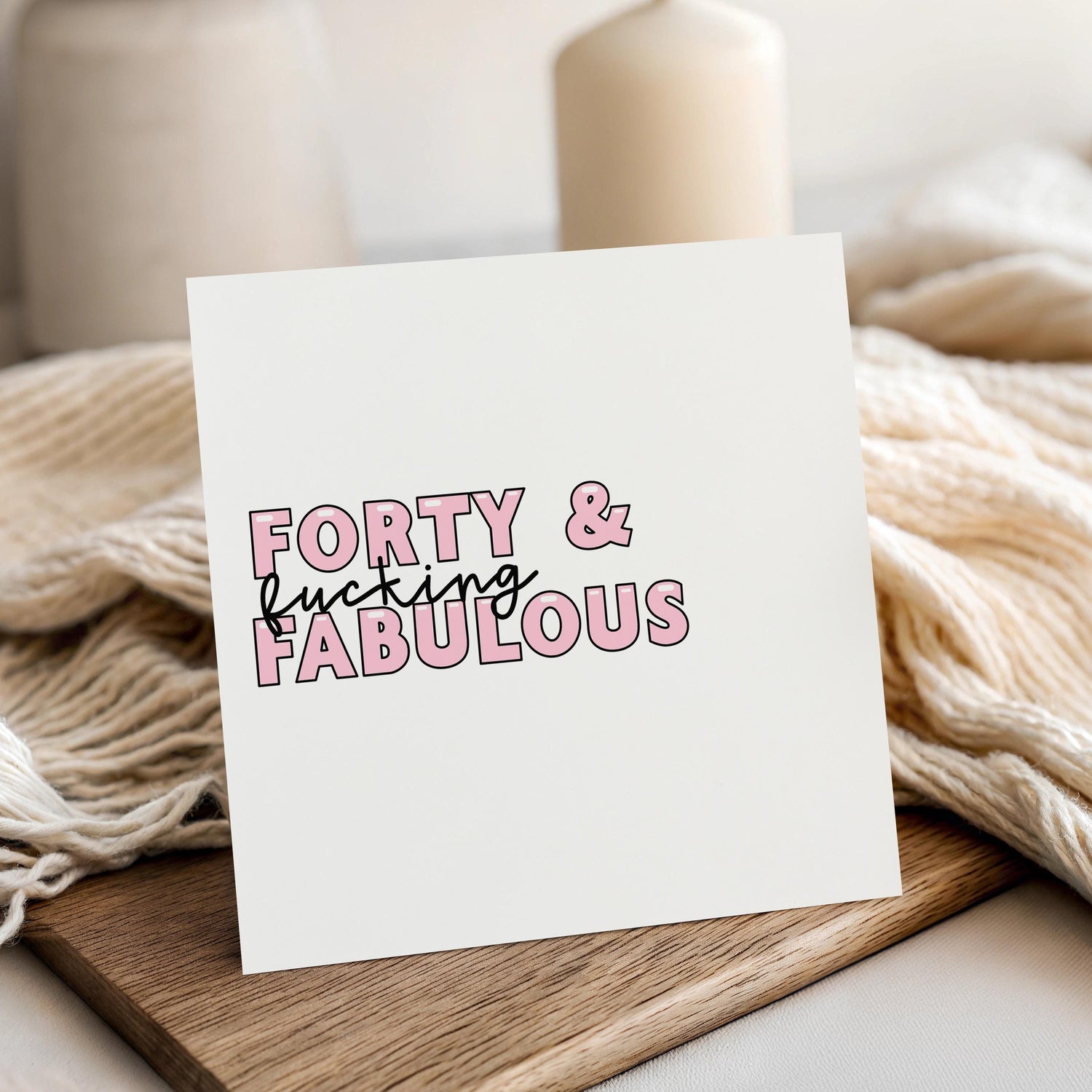 Personalised 40th Birthday Card, Special Milestone Card, Birthday For Daughter, Forty Pink 40, Forty Minimal-40 and F*ing Fabulous Card
