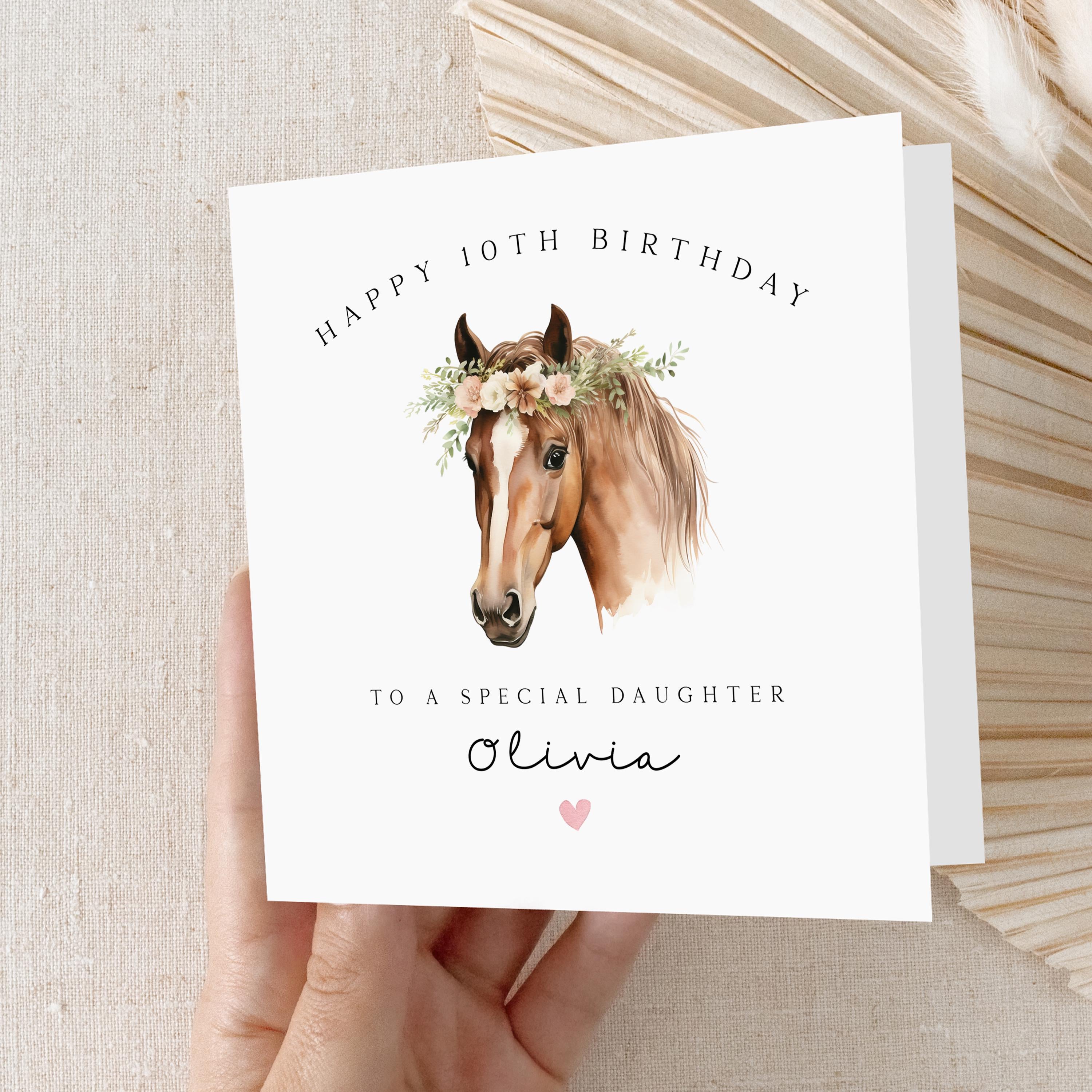 Personalised Horse Birthday Card, Girls Birthday Card, Horse Birthday, Any Age Card, For Granddaughter, Daughter, Niece, Horse Gift