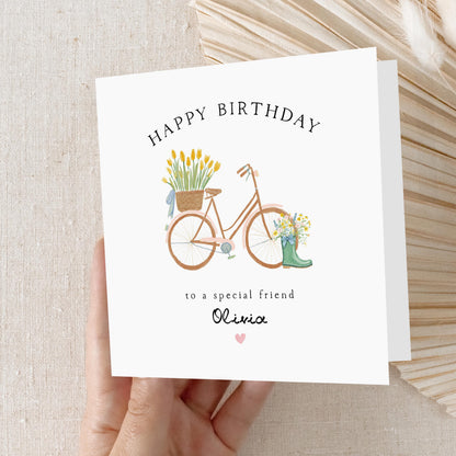 Birthday Card For Her Personalised, Card For Special Friend, Best friend, Bestie, Daughter, Mum Birthday Card, Garden Wellington Boot