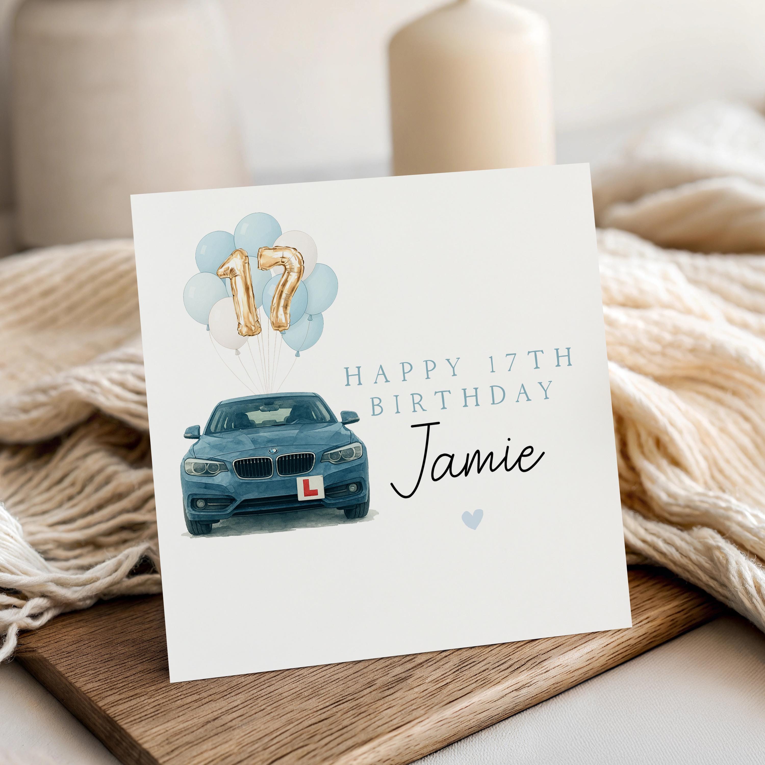 17th Birthday Card Personalised, Milestone Birthday, Seventeenth, Son, Learning To Drive Card, Son, Grandson Birthday Card, Kraft Envelope