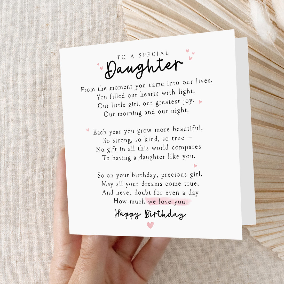 Daughter Birthday Card, Poem Card, Birthday Verse, Special Milestone Card, Birthday Card For Daughter, Birthday Card For Her