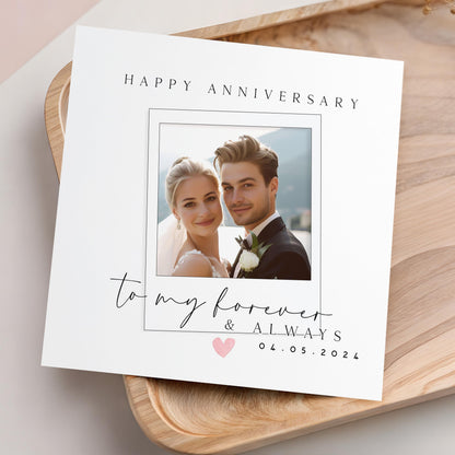 Personalised Photo Anniversary Card – Minimalist Wedding Date Design