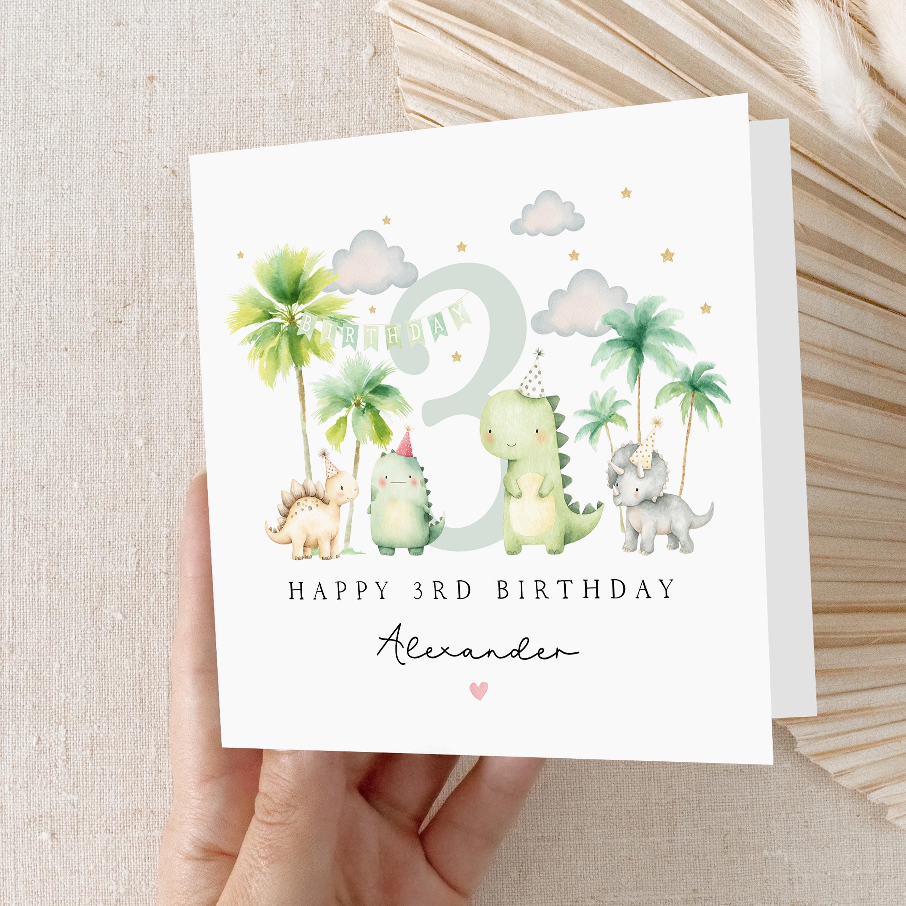 3rd Birthday Card, Dinosaur Card, Children&
